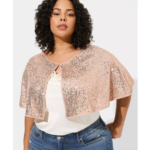 NWT Torrid Champagne Sequined Bolero Cover-Up ~ One Size - Picture 2 of 10